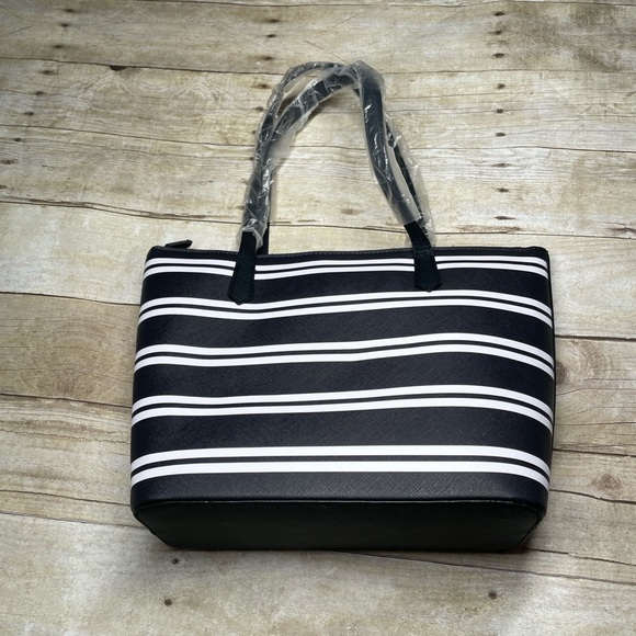 Lou Black and White Striped Women's Bag - Picture 3 of 7